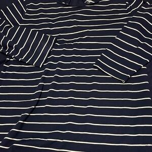 Navy and White Striped Long Sleeve Top